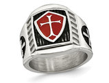 Men's Cross Antiqued Cross Shield Stainless Steel Ring